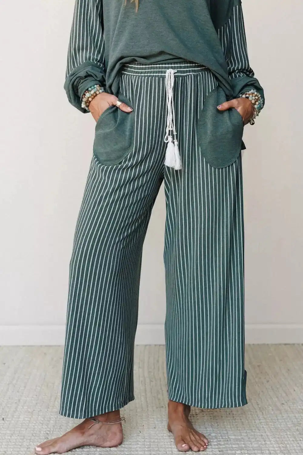 Raw Seam Patchwork Long Sleeve Top Pocket Casual Pants 2pcs Set 101001842785883 78 Affordable Fashion Under $100 Jerry's Apparel 