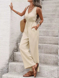 V-Neck Drawstring Waist Wide Leg Jumpsuit 100100848793749 42 Affordable Fashion Under $100 Jerry's Apparel 