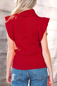 Cable Knit Turtleneck Ruffled Short Sleeve Sweater 101002004961931 44 Affordable Fashion Under $100 Jerry's Apparel 