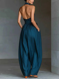 Halter Neck Wide-Leg Jumpsuit with Waist-Tie Detail 101001566820821 48 Affordable Fashion Under $100 Jerry's Apparel 
