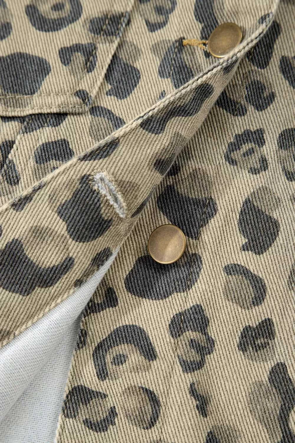 Leopard Print Seam Detail Button Down Denim Jacket 101003575830164 88 Affordable Fashion Under $100 Jerry's Apparel 
