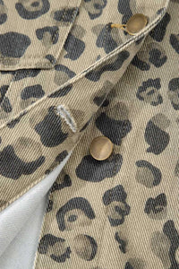 Leopard Print Seam Detail Button Down Denim Jacket 101003575830164 88 Affordable Fashion Under $100 Jerry's Apparel 