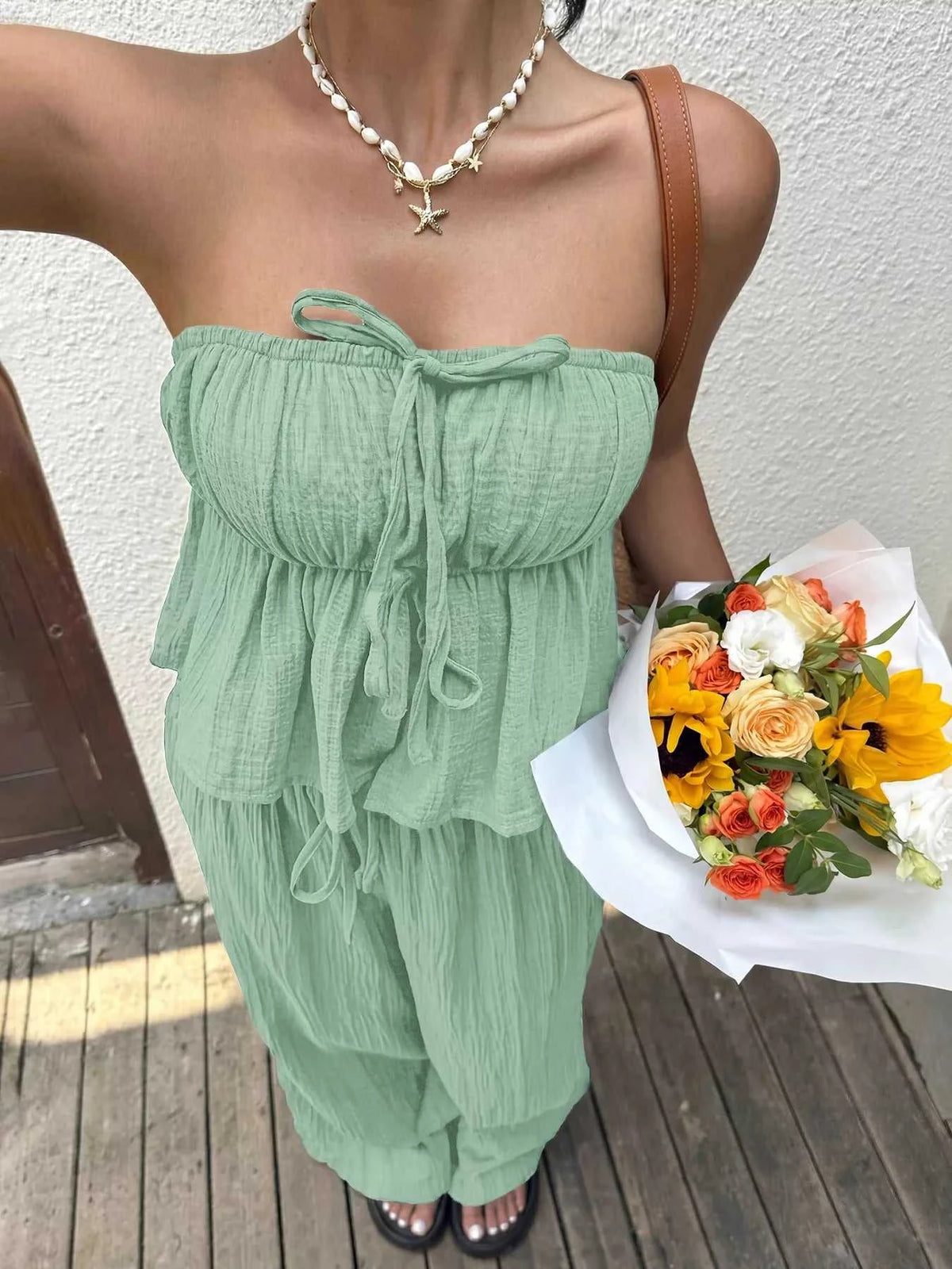 Tube Top and Wide-Leg Pants Set 100100877151663 41 Affordable Fashion Under $100 Jerry's Apparel 