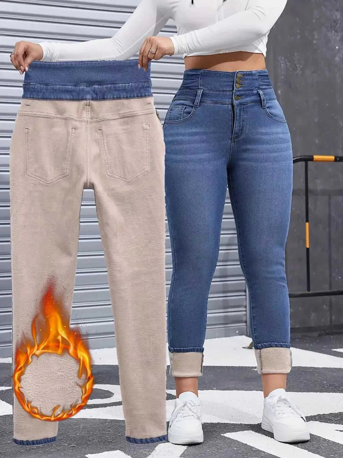 High-Waisted Slim Fit Fleece-Lined Jeans 100100139081969 57 Affordable Fashion Under $100 Jerry's Apparel 