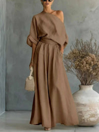 Full Size One Shoulder Top and Wide Leg Pants Set Plus Size 100100608957632 46 Affordable Fashion Under $100 Jerry's Apparel 