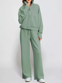 Half-Zip Sweatshirt and Wide-Leg Pants Set 101001840100593 40 Gifts for Her Jerry's Apparel 