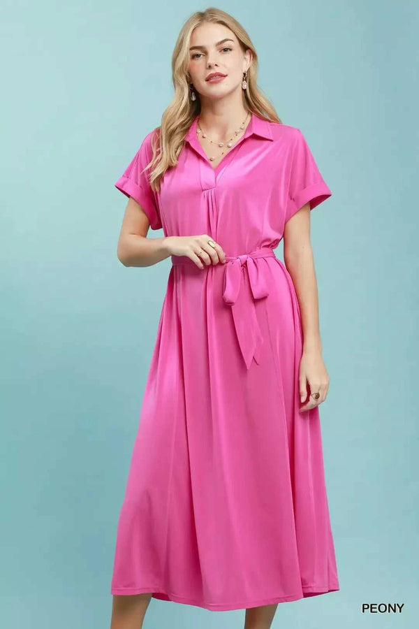 Umgee Collared Belted Midi Dress 100100551271703 57 Affordable Fashion Under $100 Jerry's Apparel 