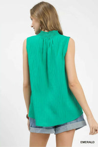Umgee Sleeveless Textured Notch Neck Top 100100499891087 47 Affordable Fashion Under $100 Jerry's Apparel 