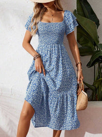 Floral Print Smocked Ruffle Sleeves Dress 100100039252836 42 Affordable Fashion Under $100 Jerry's Apparel 