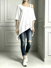 Full Size Asymmetrical Neck Short Sleeve T-Shirt Plus Size 100100023279190 34 Affordable Fashion Under $100 Jerry's Apparel 