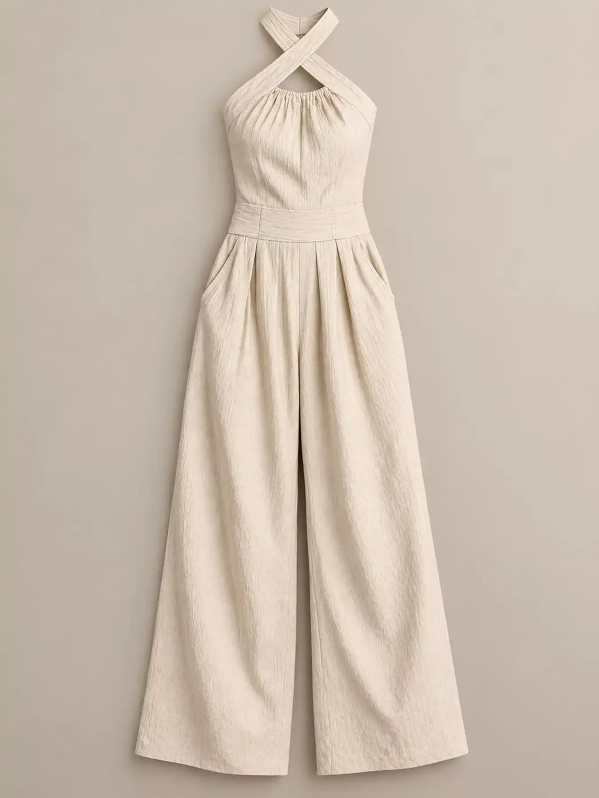 Full Size Halter Neck Wide-Leg Jumpsuit Plus Size 101001857800379 54 Affordable Fashion Under $100 Jerry's Apparel 