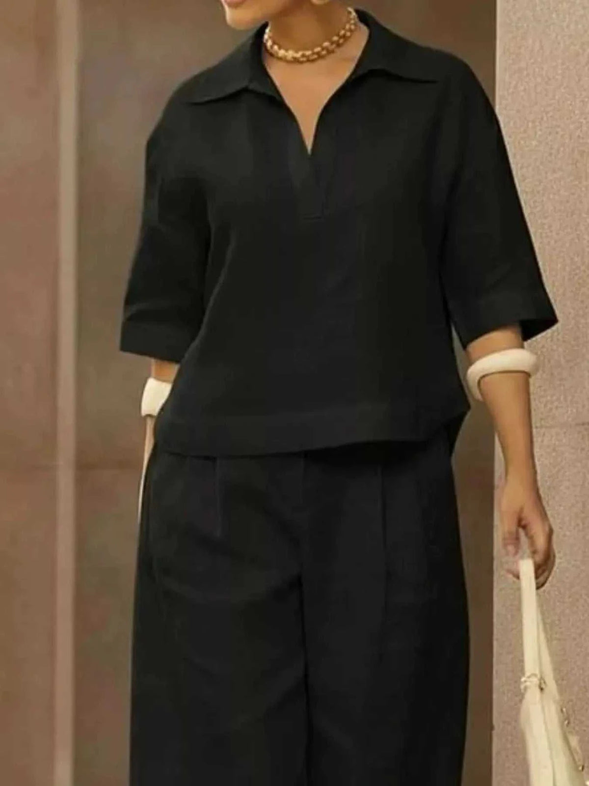 Full Size 3/4 Sleeve Top and Wide Leg Pants Set Plus Size 101001978569946 39 Affordable Fashion Under $100 Jerry's Apparel 