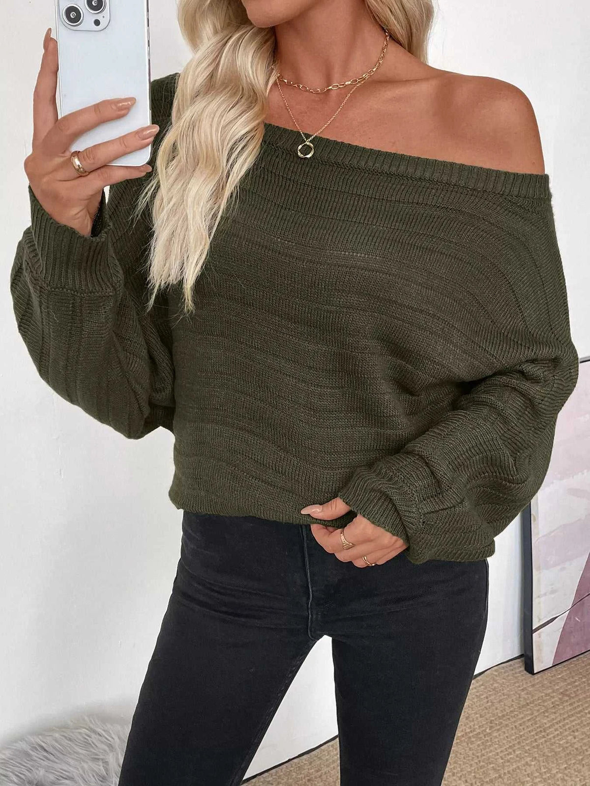 Boat Neck Ribbed Long Sleeve Sweater 100100851183386 44 Affordable Fashion Under $100 Jerry's Apparel 