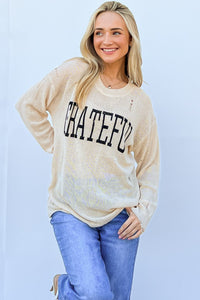 GRATEFUL Long Sleeve Knit Top