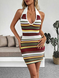Multi-Color Striped Halter Neck Knit Sweater Dress 100100535429722 41 Affordable Fashion Under $100 Jerry's Apparel 