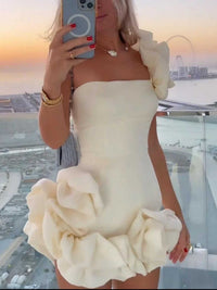One-Shoulder Ruffle Mini Dress 100100421938680 73 Women's Dress Gifts for Her Jerry's Apparel 
