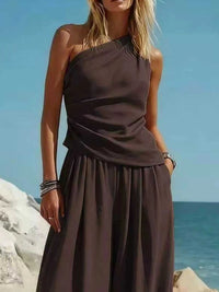 Full Size One-Shoulder Sleeveless Top and Harem Pants Set Plus Size 101001871659803 32 Affordable Fashion Under $100 Jerry's Apparel 