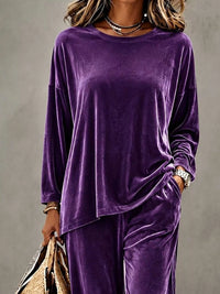 Full Size Velvet Long Sleeve Top and Pants Set Plus Size 100100551786793 45 Affordable Fashion Under $100 Jerry's Apparel 