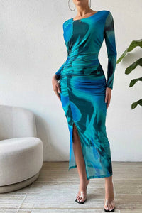 Ruched Tie-Dye Midi Dress with High Slit 100100284841008 19 Affordable Fashion Under $100 Jerry's Apparel 