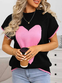 Valentine's Day Heart Graphic Short Sleeve Sweater 100100427412577 40 Affordable Fashion Under $100 Jerry's Apparel 