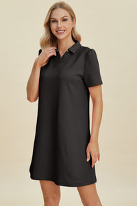 Full Size Texture Short Sleeve Dress