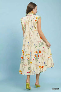 Umgee Floral Ruffle Tiered Midi Dress with Scalloped Detail 100100958541406 64 Affordable Fashion Under $100 Jerry's Apparel 