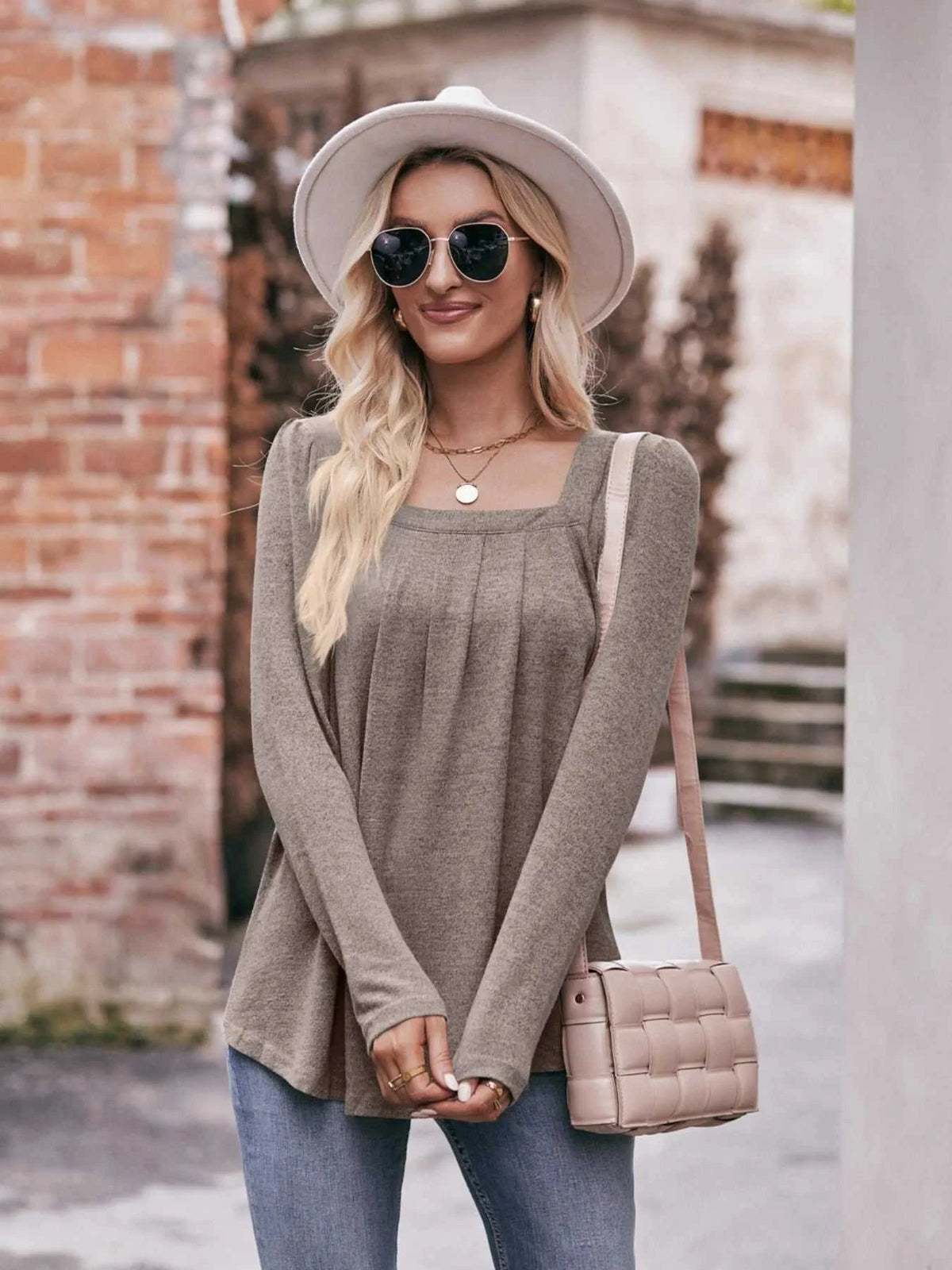 Square Neck Long Sleeve T-Shirt 100100618971989 31 Affordable Fashion Under $100 Jerry's Apparel 