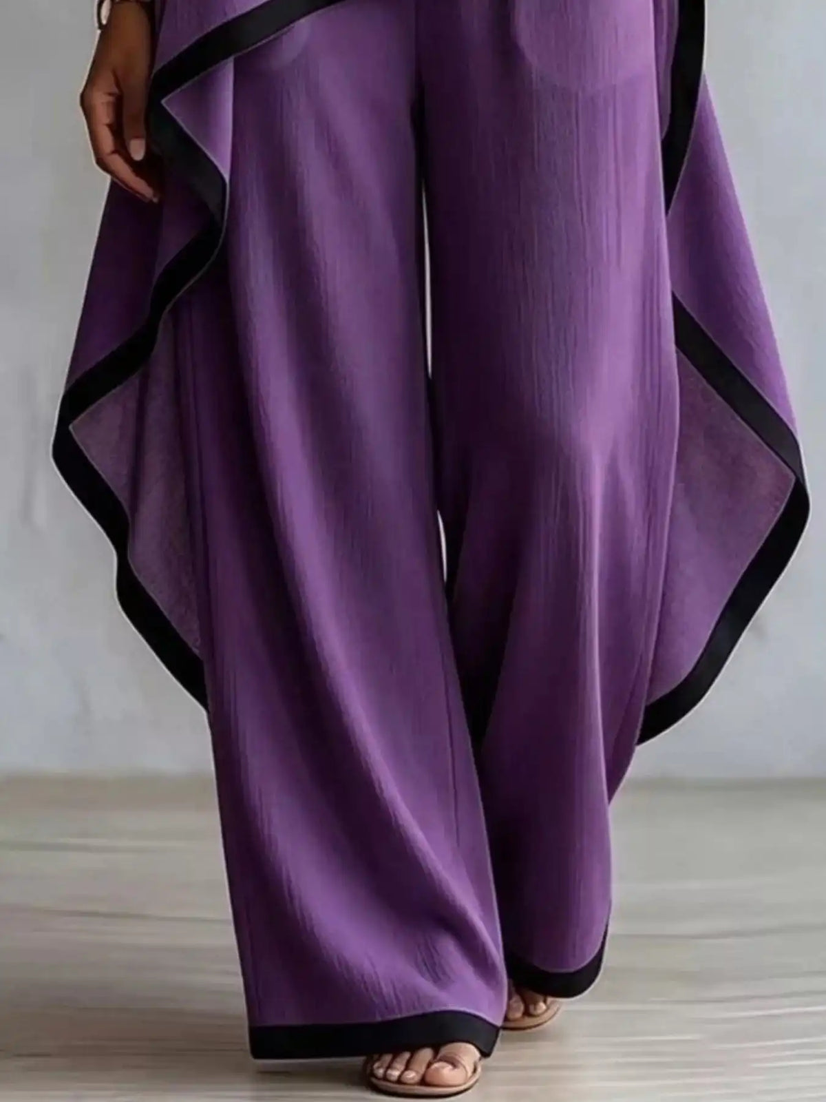Full Size Contrast Trim High-Low Top and Pants Set Plus Size 101001695377847 67 Women's Pants Set Gifts for Her Jerry's Apparel 
