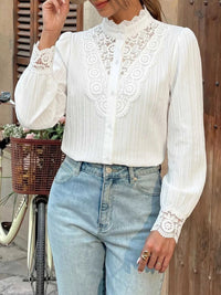 Lace Detail Long Sleeve Shirt 101001935889409 42 Affordable Fashion Under $100 Jerry's Apparel 