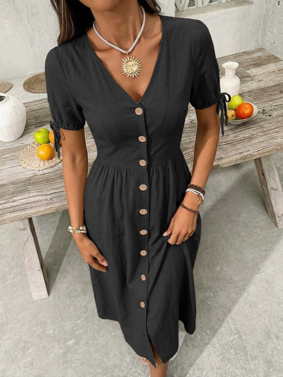 Button-Down Short Sleeve Midi Dress 100100773551026 41 Women's Midi Dress Affordable Boutique Dresses Under $50 Jerry's Apparel 