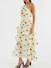 Polka Dot One-Shoulder Ruffle Dress 100100403782395 65 Gifts for Her Jerry's Apparel 