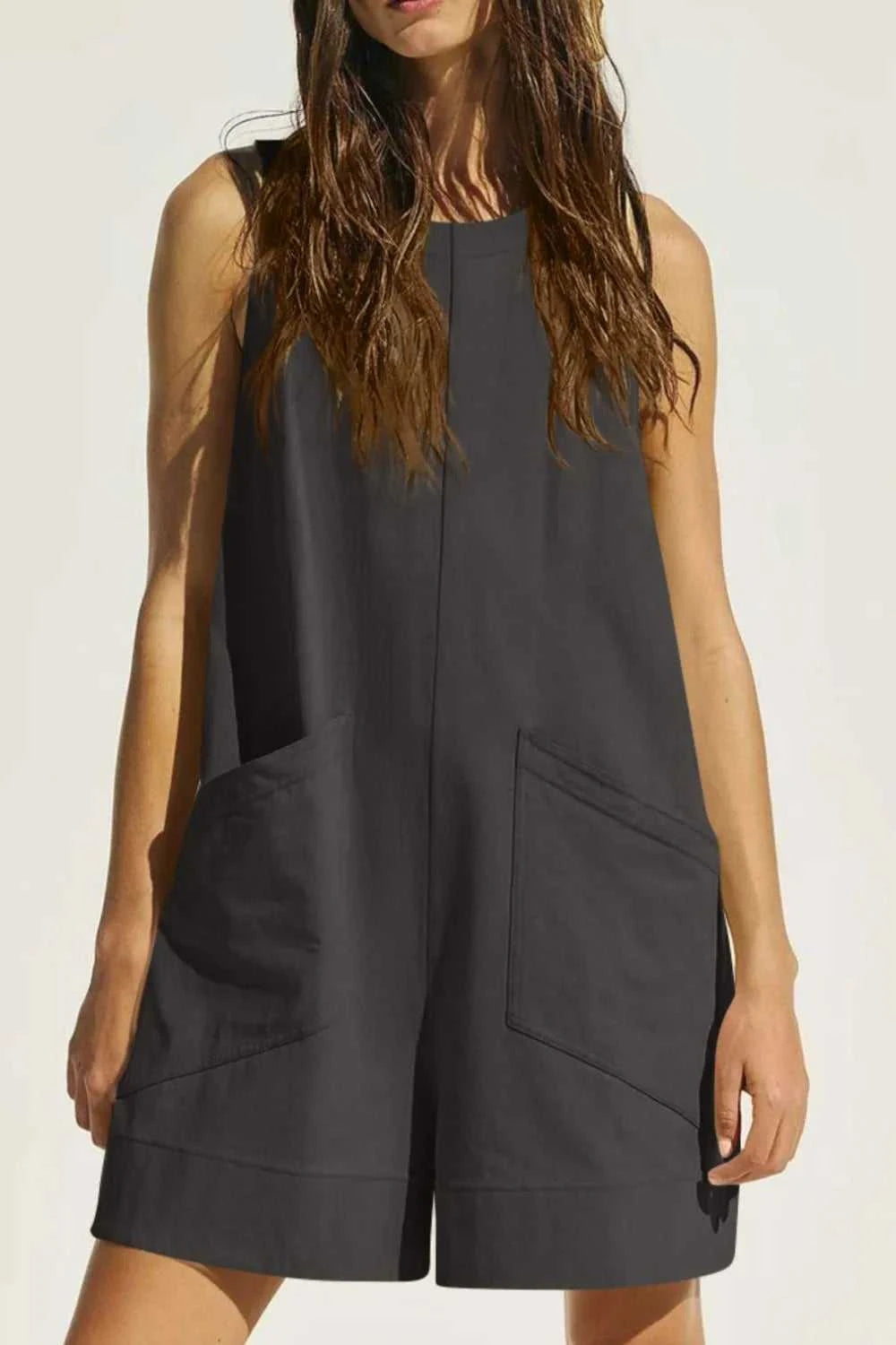 Lovelet Round Neck Sleeveless Romper with Pockets 100100661551405 26 Affordable Fashion Under $100 Jerry's Apparel 
