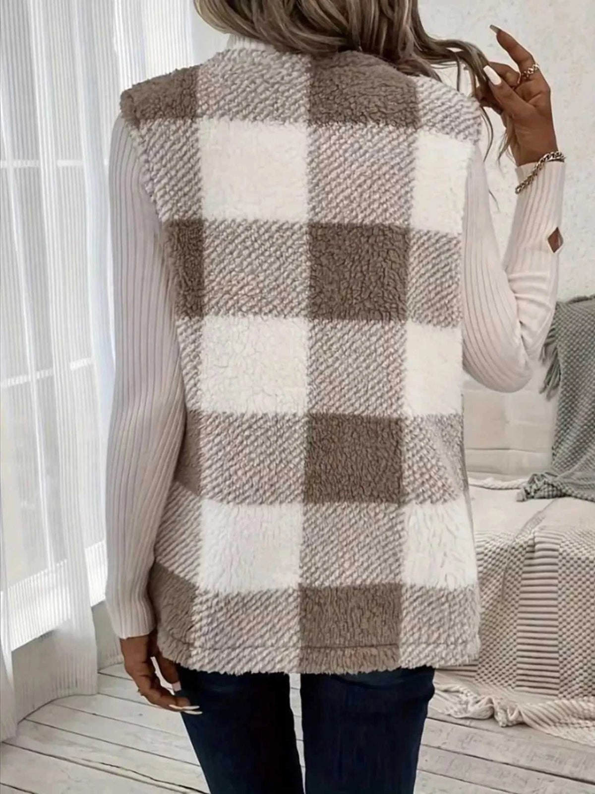 Cozy Plaid Sherpa Vest Coat 100100200755346 28 Affordable Fashion Under $100 Jerry's Apparel 
