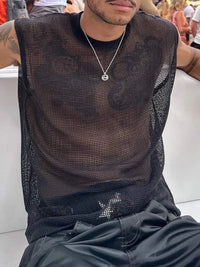 Men's Full Size Openwork Round Neck Tank Plus Size