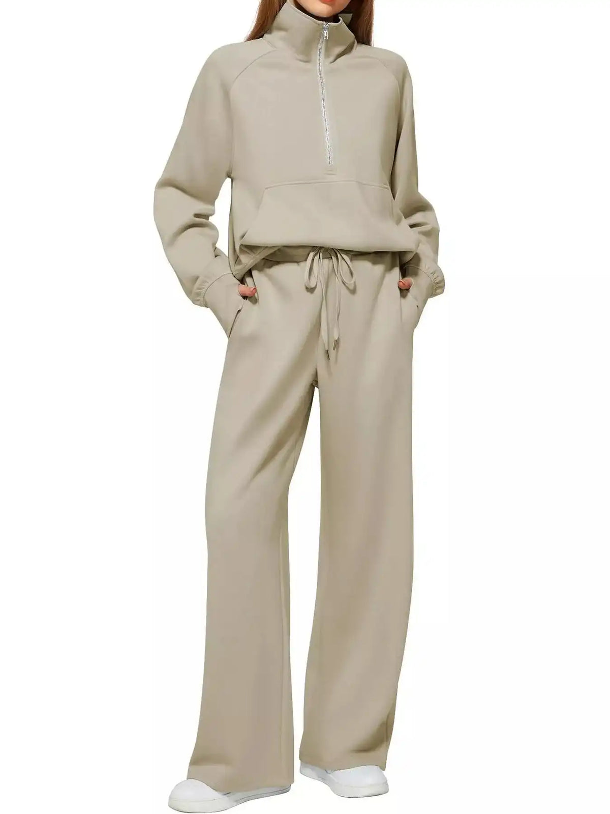 Half-Zip Sweatshirt and Wide-Leg Pants Set 101001840100593 40 Gifts for Her Jerry's Apparel 