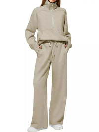 Half-Zip Sweatshirt and Wide-Leg Pants Set 101001840100593 40 Gifts for Her Jerry's Apparel 