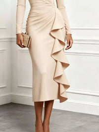 Ruffled Surplice Long Sleeve Dress 101001668949546 49 Gifts for Her Jerry's Apparel 
