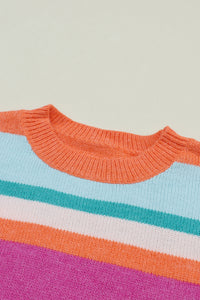 Striped Round Neck Drop Shoulder Sweater