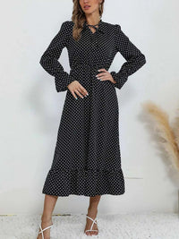 Polka Dot Ruffle Hem Midi Dress 100100992204354 44 Affordable Fashion Under $100 Jerry's Apparel 