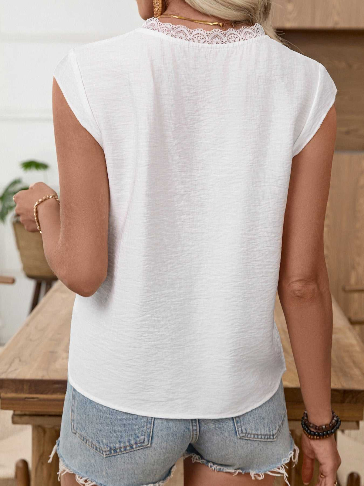 Lace Trim Notched Blouse 100100791045975 31 Affordable Fashion Under $100 Jerry's Apparel 