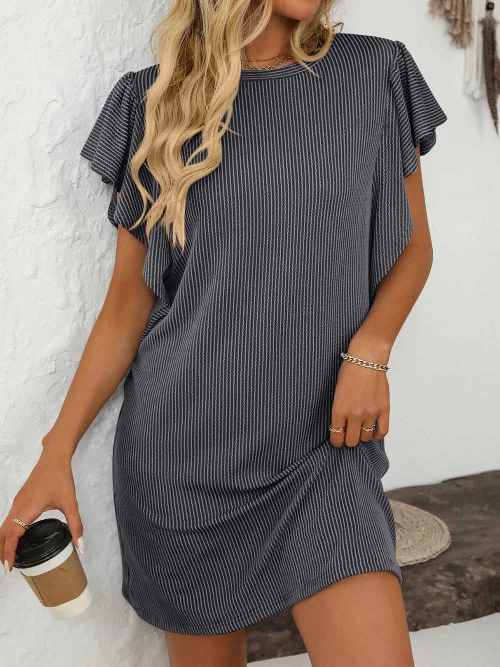 Mandy Ruffled Round Neck Short Sleeve Dress 100100862091074 26 Affordable Fashion Under $100 Jerry's Apparel 