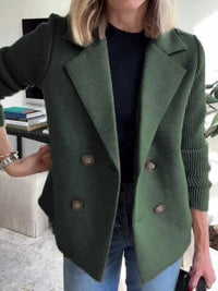 Full Size Knitted Sleeve Wool Blend Double-Breasted Blazer Plus Size 100100695520527 42 Affordable Fashion Under $100 Jerry's Apparel 