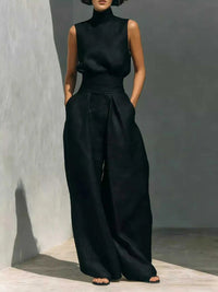 Full Size Turtleneck Sleeveless Top and Wide Leg Pants Set Plus Size 101001144135026 45 Affordable Fashion Under $100 Jerry's Apparel 