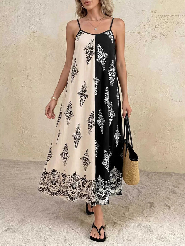 Color Block Floral Print Cami Dress 100100066494060 32 Women's Midi Dress Affordable Boutique Dresses Under $50 Jerry's Apparel 