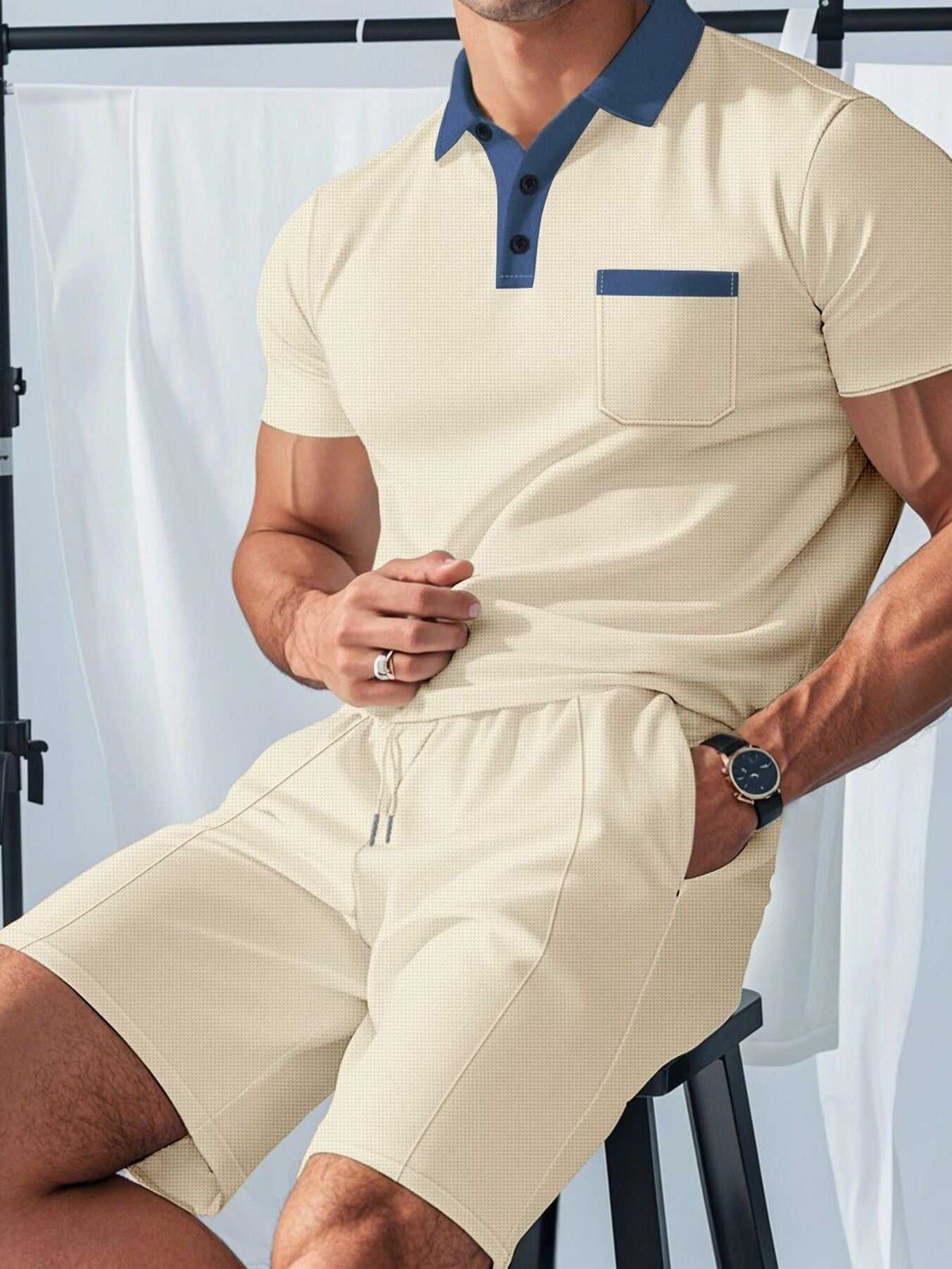 Men's Full Size Casual Short Sleeve Polo & Shorts Set Plus Size 100400026068285 36 Affordable Fashion Under $100 Jerry's Apparel 