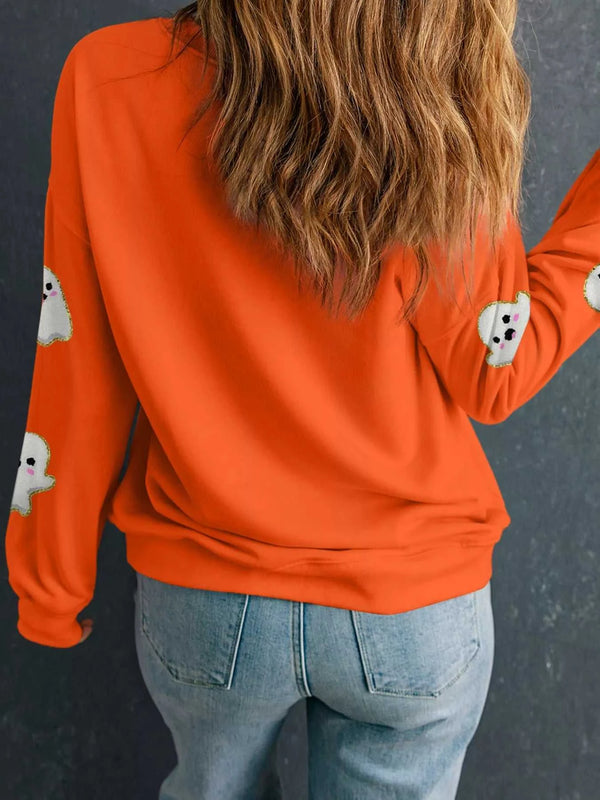 Halloween Ghost Patched Pattern Holiday Sweatshirt 100100006153900 51 Jerry's Apparel 
