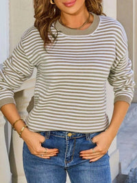 Striped Round Neck Sweater 100100080284743 49 Affordable Fashion Under $100 Jerry's Apparel 