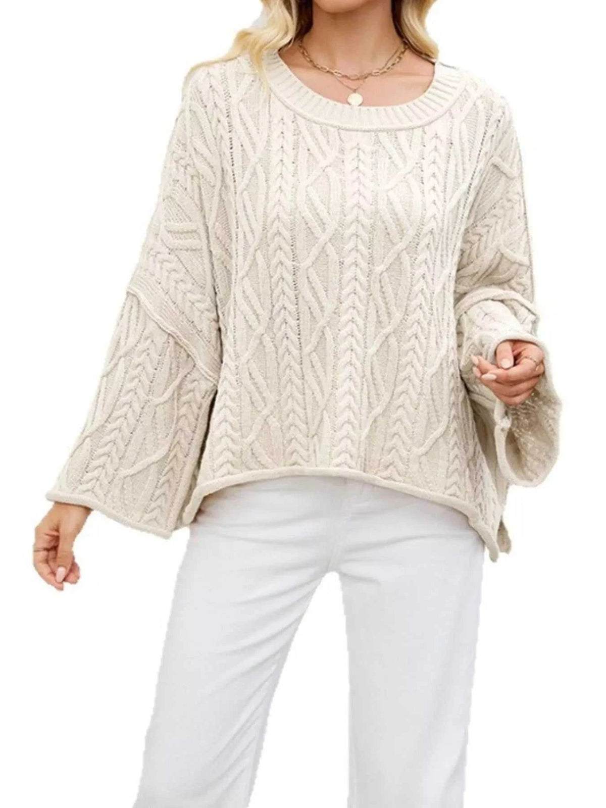 Cozy Cable Knit Drop Shoulder Oversize Sweater 100100624511651 49 Affordable Fashion Under $100 Jerry's Apparel 