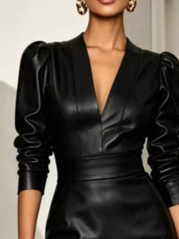 V-Neck Puff Sleeve Midi Dress 101001698359390 65 Affordable Fashion Under $100 Jerry's Apparel 