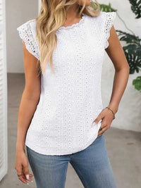 Lace Detail Round Neck Cap Sleeve Top 100100379894943 24 Affordable Fashion Under $100 Jerry's Apparel 